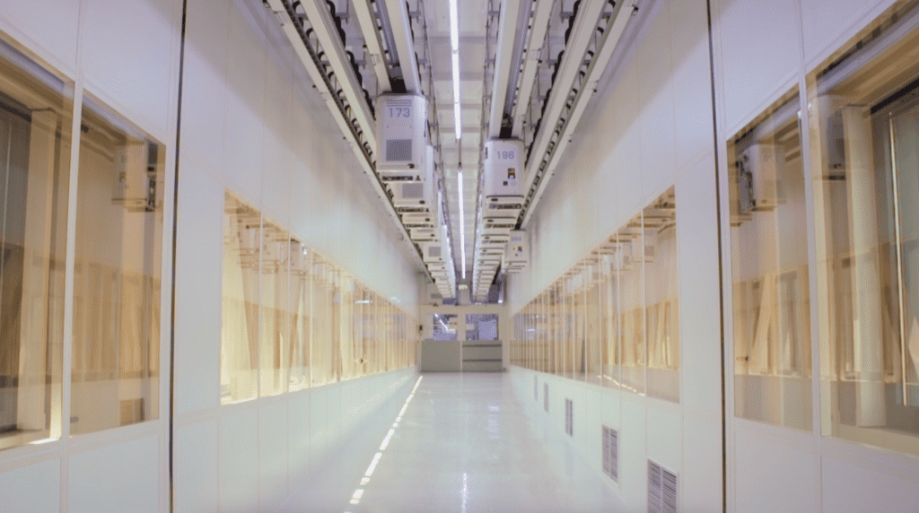 a hallway in a fab
